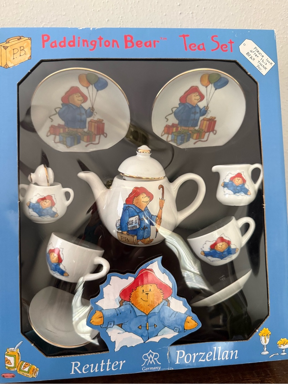 Paddington Bear collectible Kids porcelain Tea Set  new in box 2003